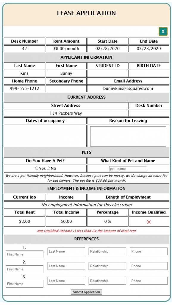Replicated Reality | Lease Application